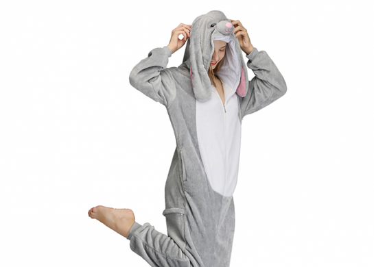 Пижама Кигуруми Кролик серый для взрослых и детей
